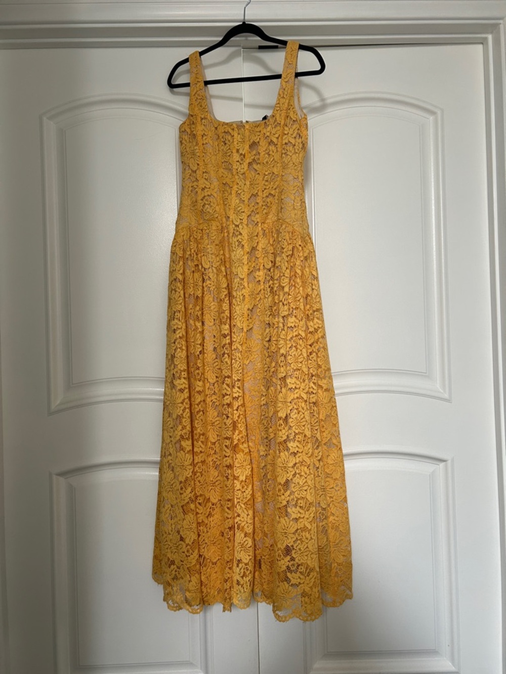 Alex Marie Yellow Lace Maxi Dress with Floral Overlay